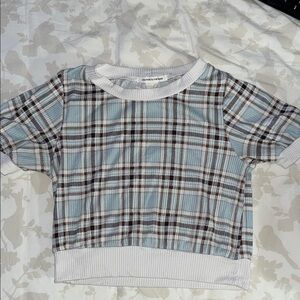 Plaid cropped  Shirt in Blue and White